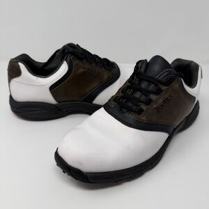 FootJoy 45516 Mens Golf Shoes Size 10.5 M White Brown‎ Leather Spiked